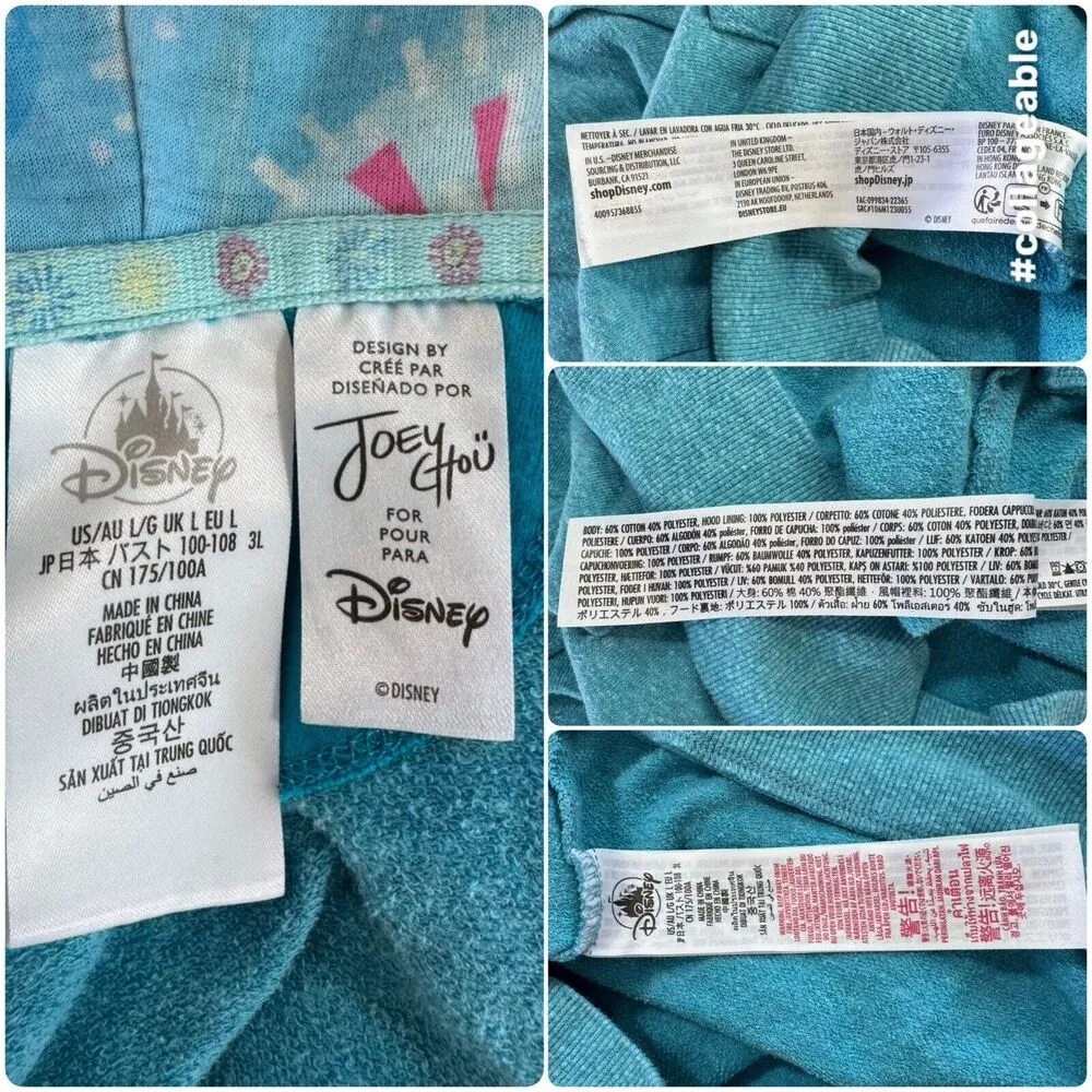 DISNEY JOEY CHOÜ Attractions Firework Night Heather Teal Hoodie Zip Jacket Sz S - Image 9