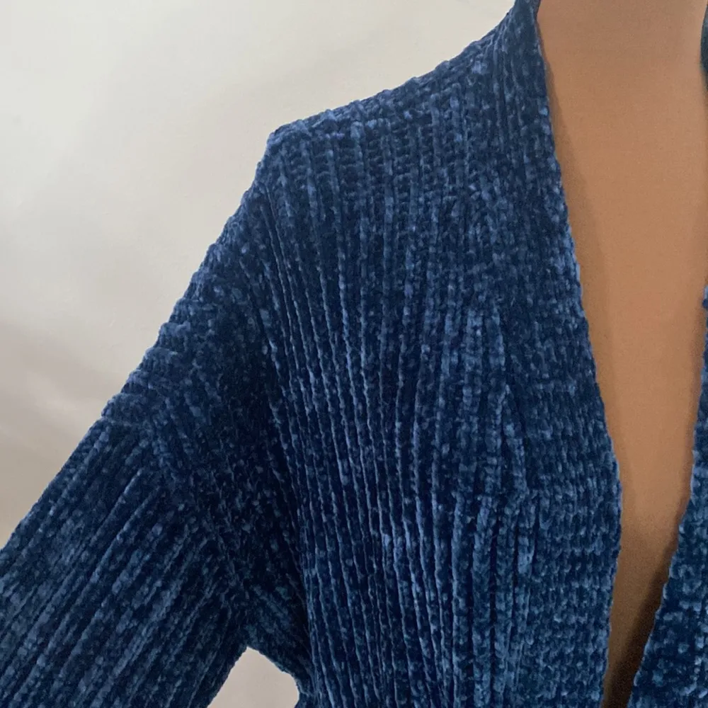 LA Hearts chenille oversized chunky open cardigan with tie belt deep blue XS / S - Image 8