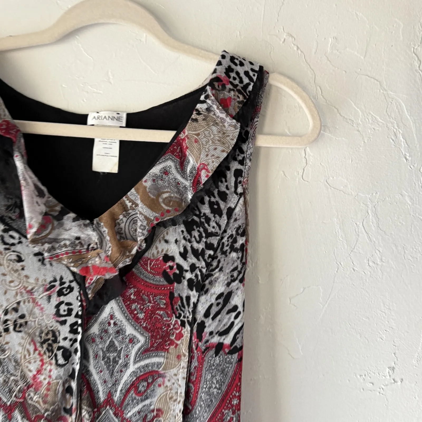 Arianne Tank Top Y2k M‎ Paisley Animal Print Sheer Sleeveless Shirt Whimsigoth Size M - Image 2