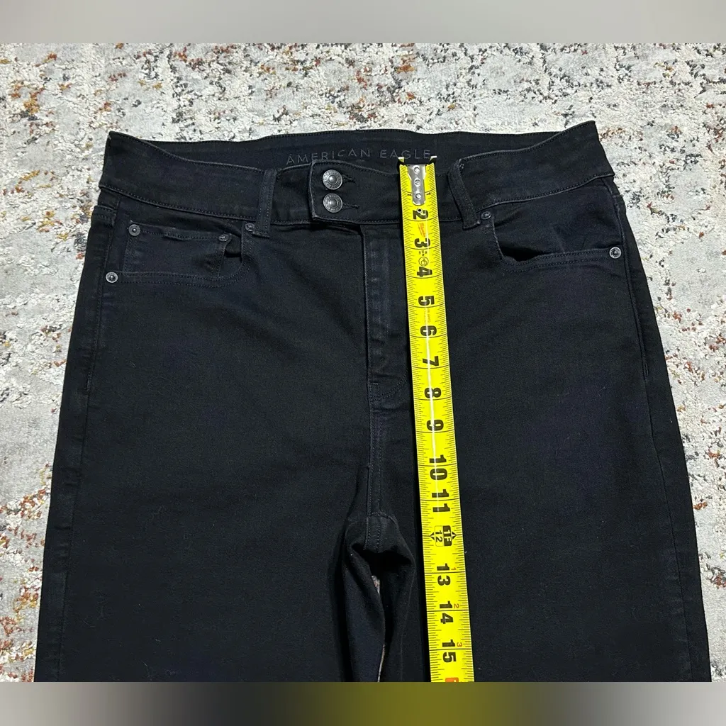 AMERICAN EAGLE Super High Rise Flare Jeans size 14 x-short black - Image 6