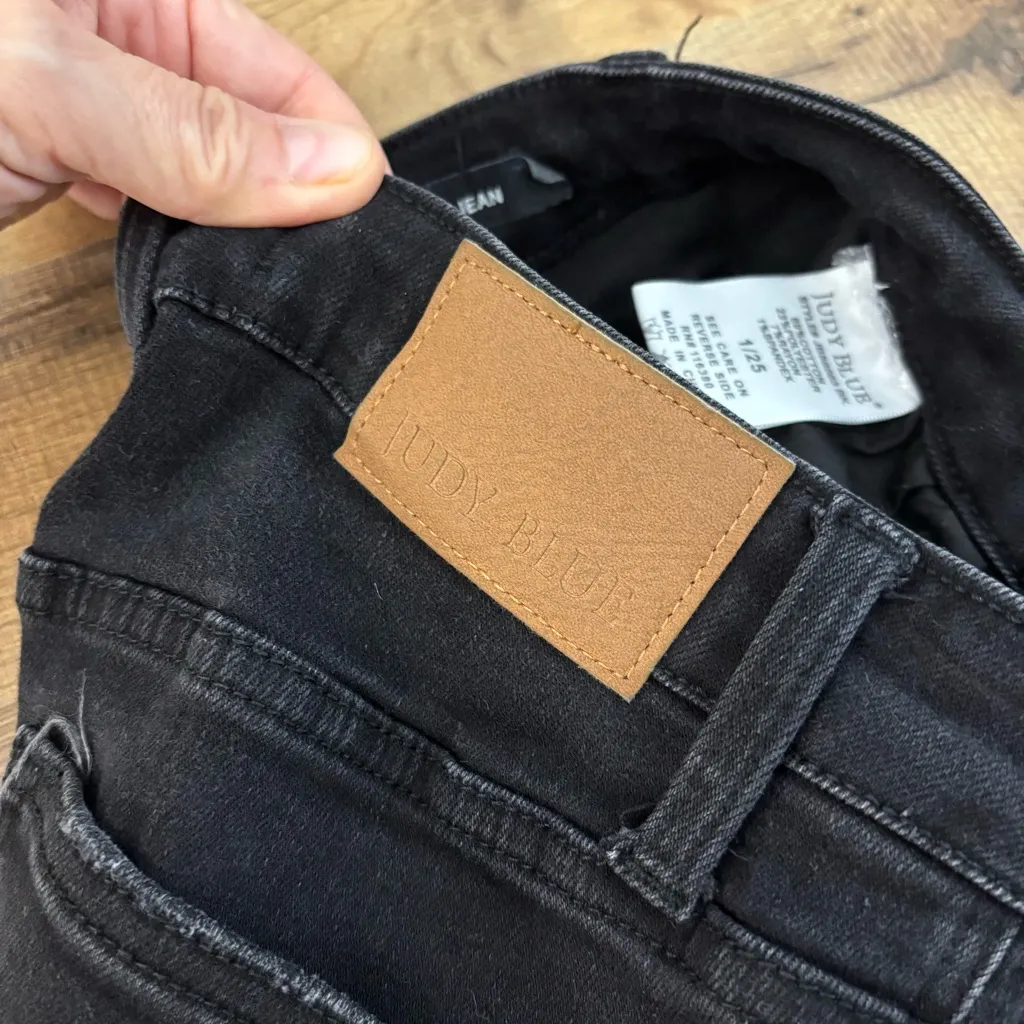 Judy Blue Mid Rise Criss Cross Waist Dad Jeans Black - Image 8