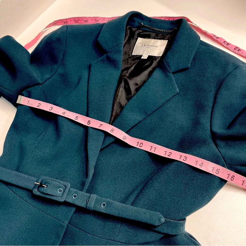 Imperfect LK Bennett London Women's belted notch blazer lined size 6 fall blazer - Image 10