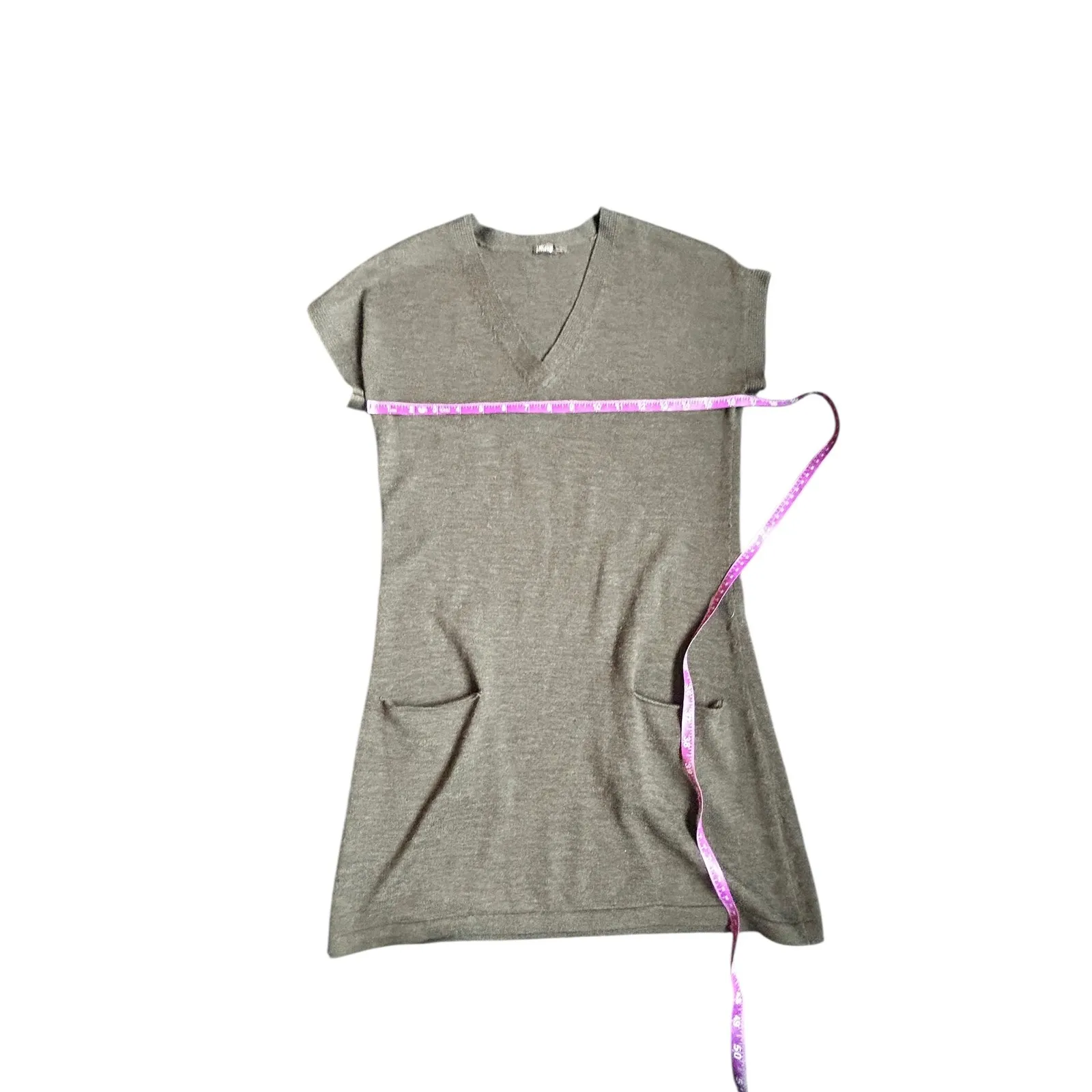 J McLaughlin Wool V Neck Short Sleeve Sweater Dress Pockets S Chocolate Brown - Image 4