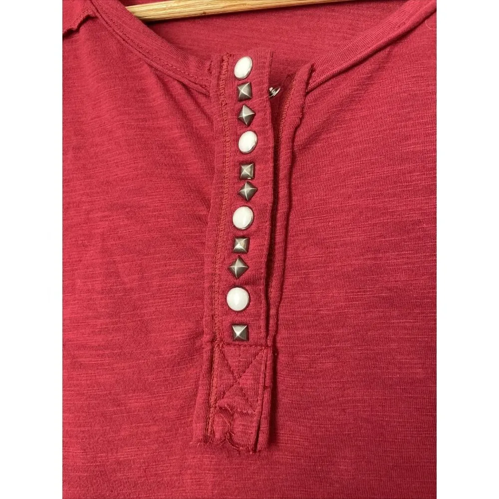 Soft Surroundings Dark Red Long Sleeve Tunic Women’s Shirt Embellished M - Image 3