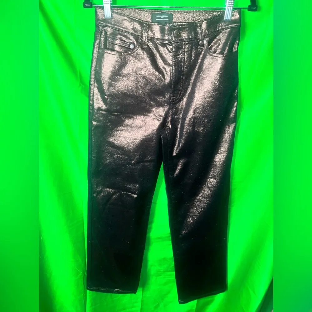 NWT Beautiful Banana Republic Bronze Metallic Straight Leg Jeans size 27 - Image 2