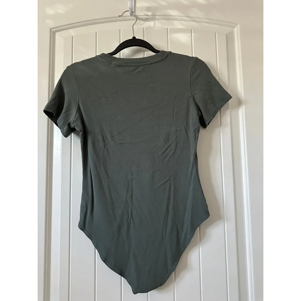 Deep Green Ribbed Crew Neck Bodysuit Medium - Image 2