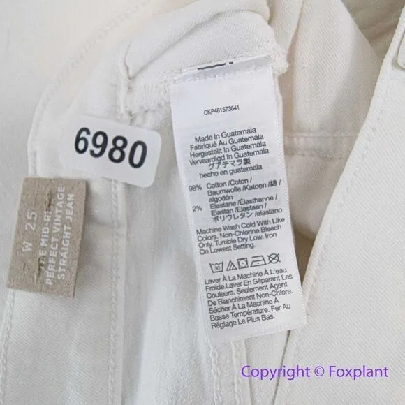 NEW Madewell Mid-Rise Perfect Vintage Straight Jean in Tile White,‎ 25 - Image 16