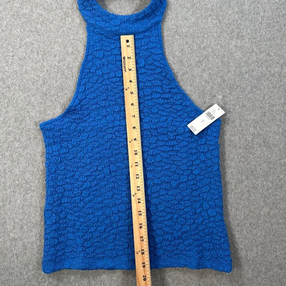 Maeve Anthropologie Textured High Neck Halter Tank Top Women's Large Blue New - Image 7