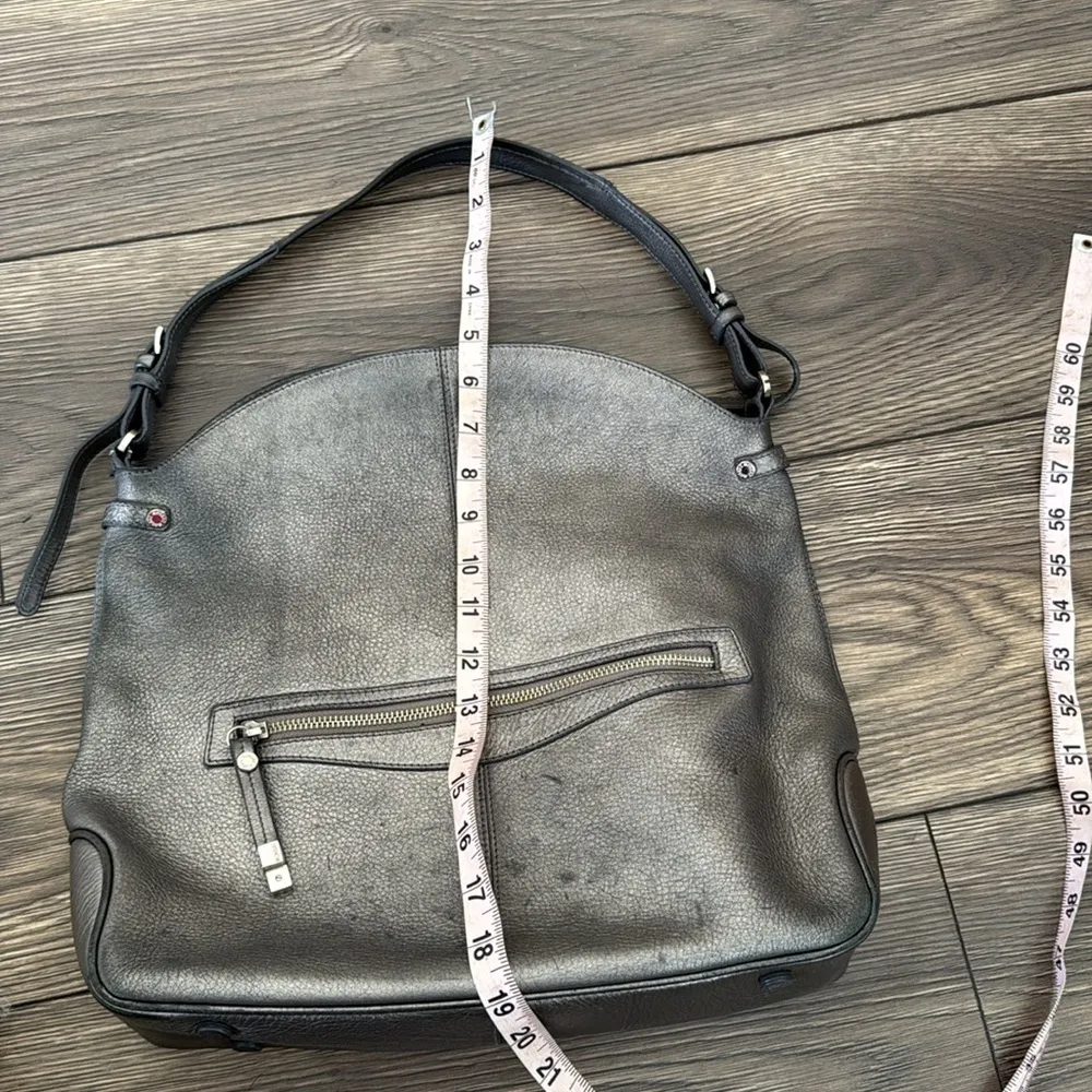Monsac Gray Leather Shoulder Bag - Image 7