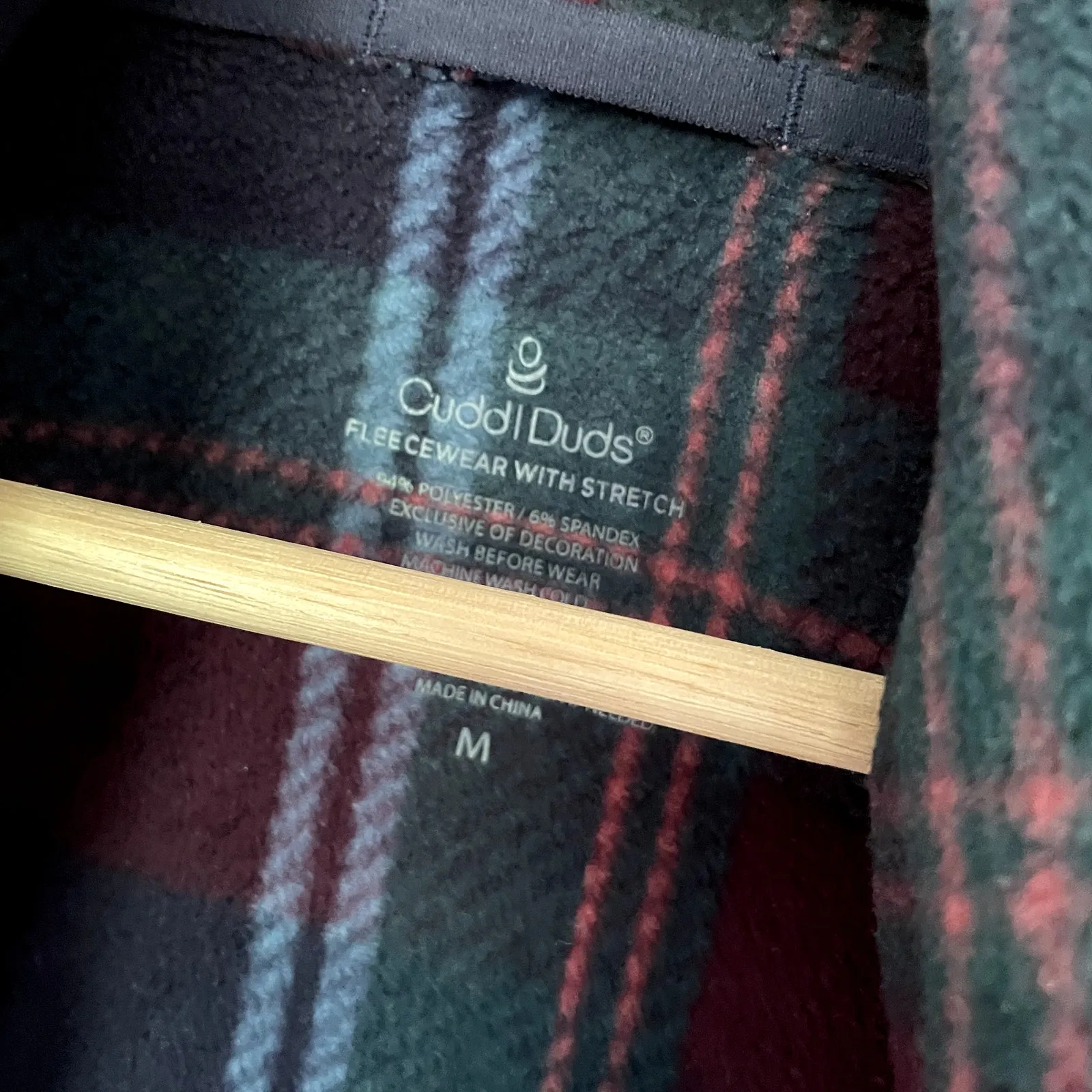 CuddlDuds green red checkered button down pajama top pockets fleece women's M - Image 3