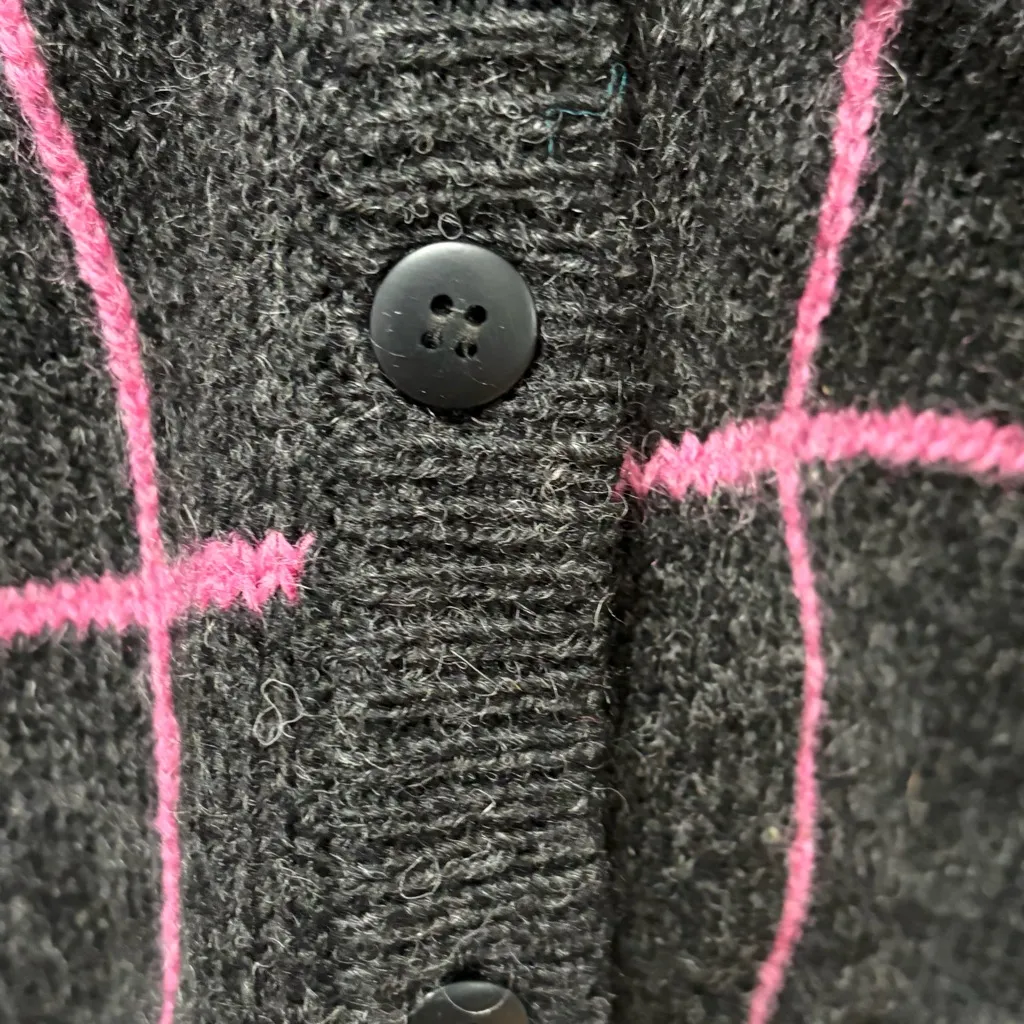 Vintage Woolrich Woman Sweater size Large Grey Wool Cardigan Plaid Fair Isle - Image 9