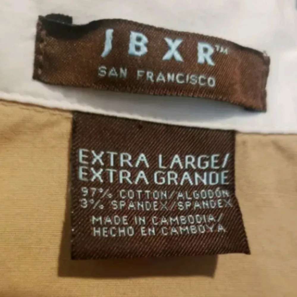 JBXR San Francisco tan button down shirt with white cuff Size XL - Image 3