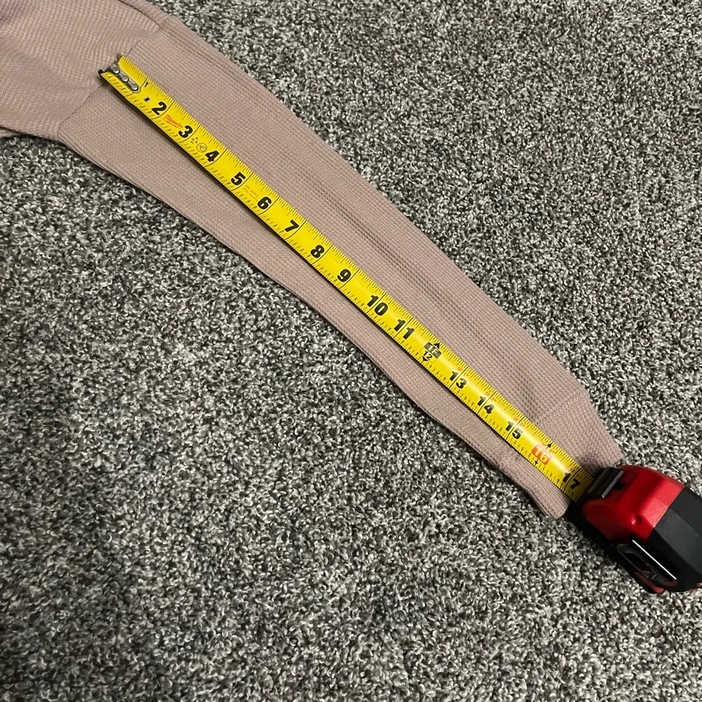 Trixxi Blush Pink Long Sleeve Henley Waffle Knit Ribbed Crop Top S - Image 10