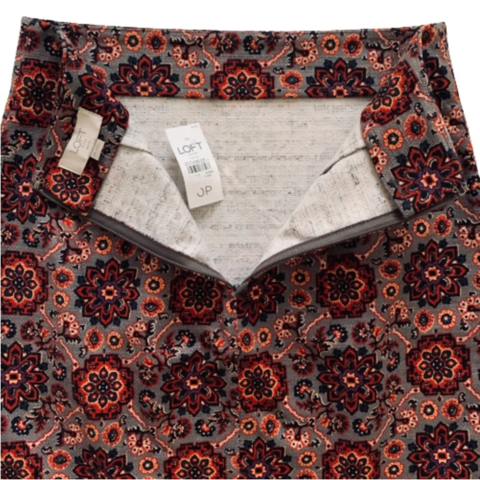 Loft Outlet Skirt Rust Black Floral Medallion Tailored Pencil Skirt Size 0P NEW - Image 5