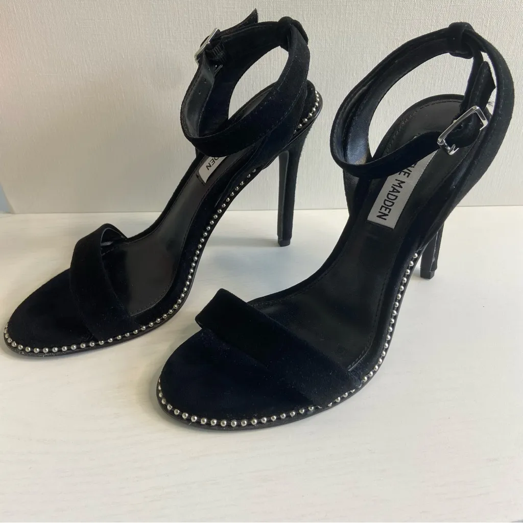 STEVE MADDEN Sylvie Studded High Heels Black Suede Size 7 - Image 5