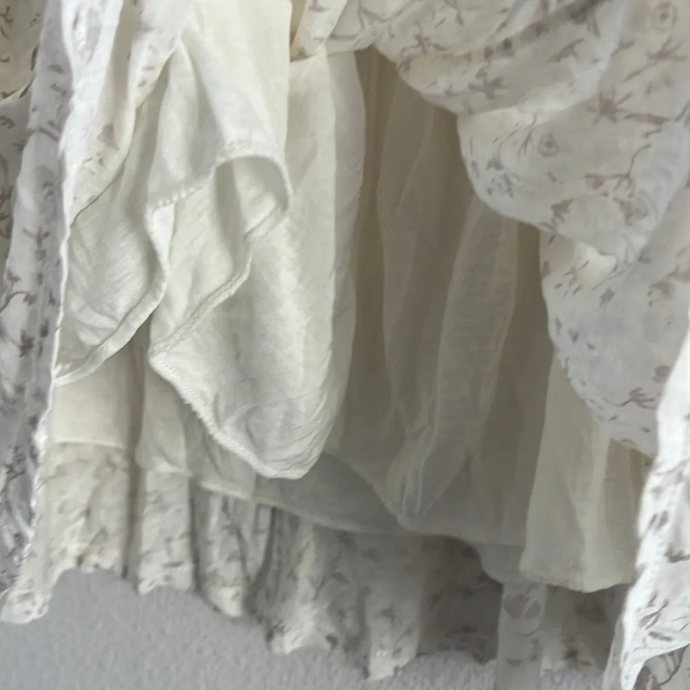 Brandy Melville  Neutral White Tan Feminine Skirt Layered Cotton Modal Small - Image 4