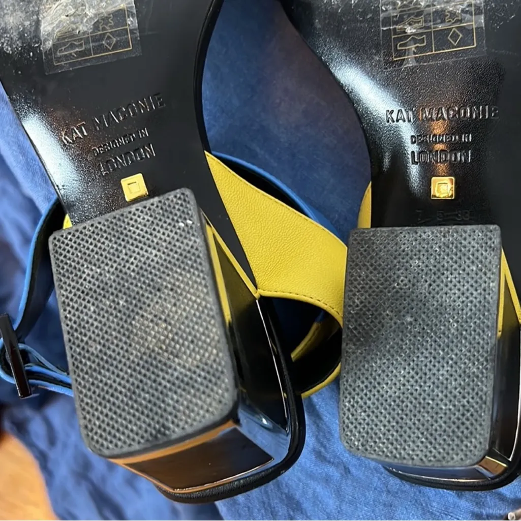 KAT MACONIE Low Heel Beaded Statement Sandals – Size 7 Blue - Image 7