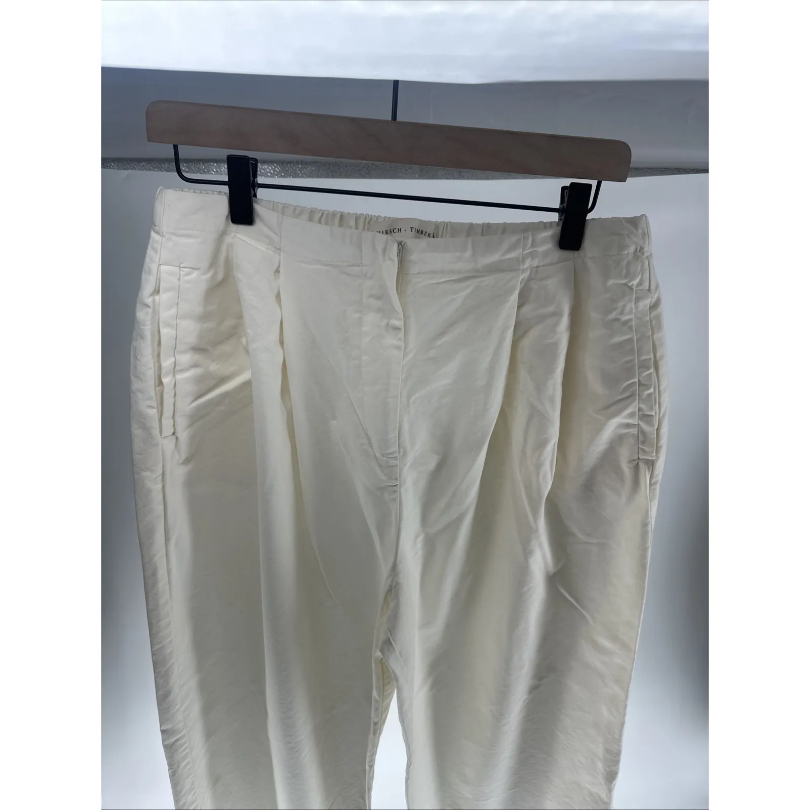 Hirsch Timber Pleated Women's White Chino Pants Size‎ Large - Image 3