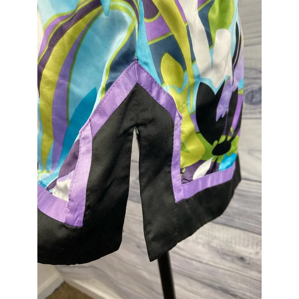 Iz Byer One Shoulder Blouson Top Womens S Smock Waist Side Slits Colorful Tunic - Image 3