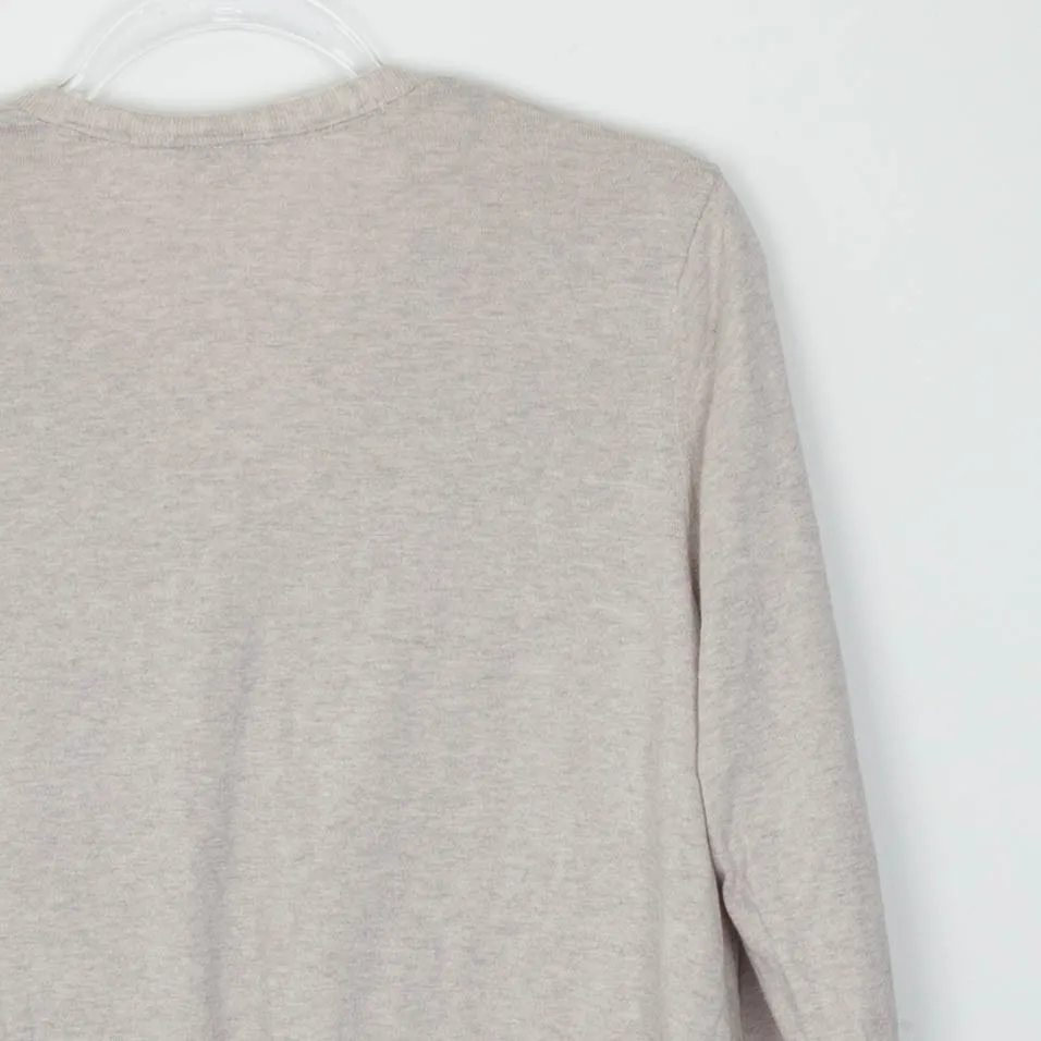 J. Jill Silk Cotton V Neck Long Sleeve Sweater Beige L Petite Minimalist Neutral Tan Size undefined - Image 7