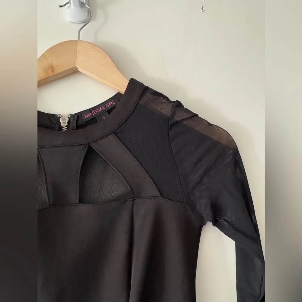 Material Girl Black Mesh Sheer Dress with Neck Cut Outs - Image 3