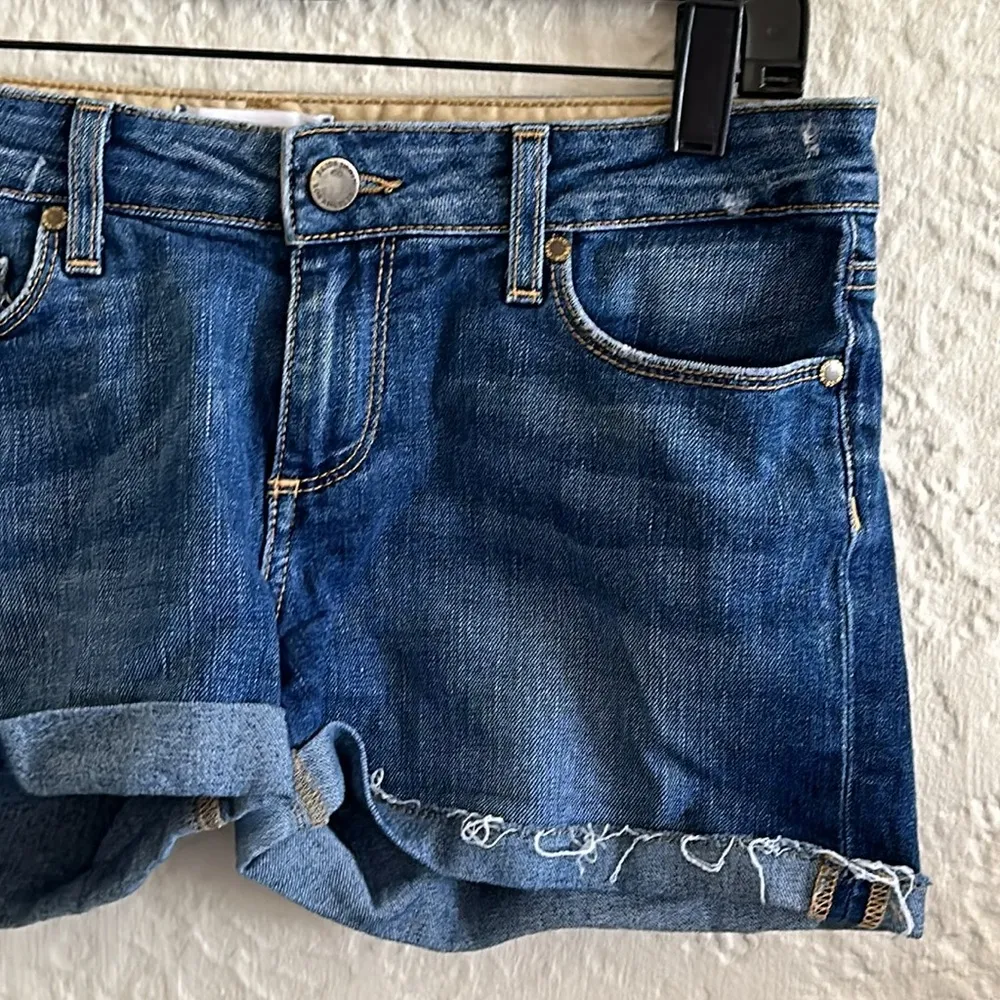 Paige Jimmy Jimmy Luca Denim Medium Wash Distressed Cuffed Jean Shorts 26 - Image 2