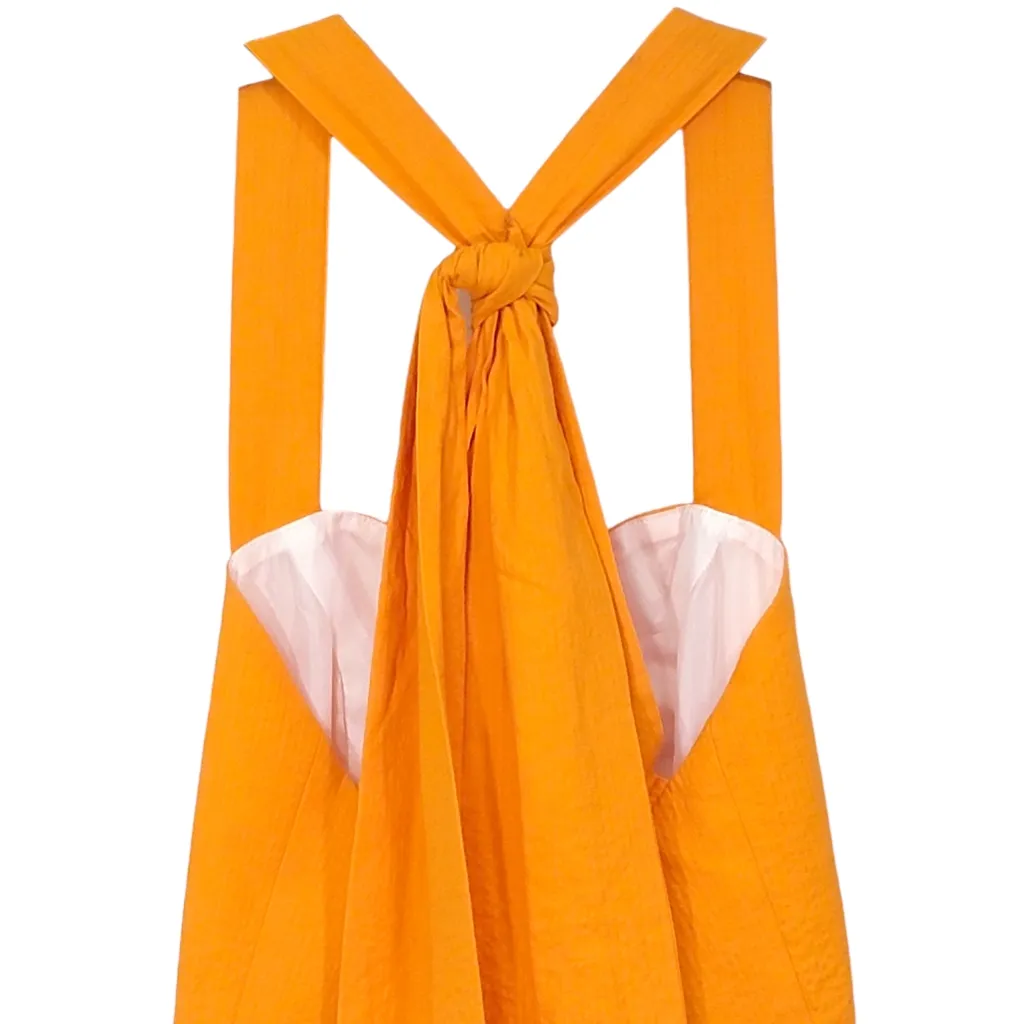 Lauren James Livingston Orange Halter Seersucker Gauze Midi Dress NWT Size Small - Image 10