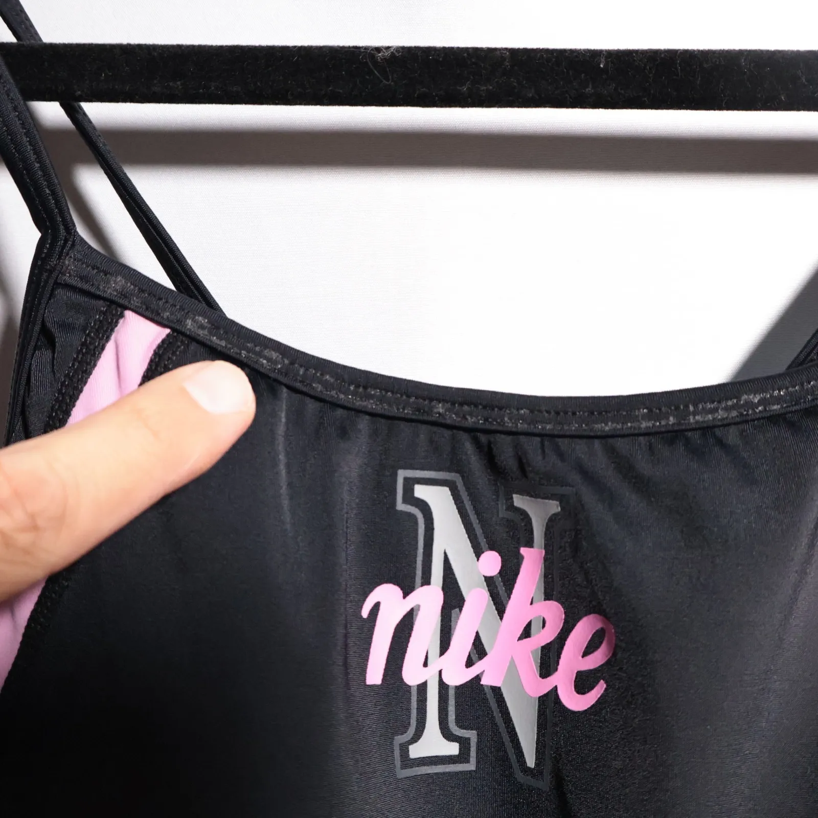 VTG‎ Nike Black Pink One Piece Swimsuit Womens 10 Swim Y2K Retro 90s 00s Modest - Image 3