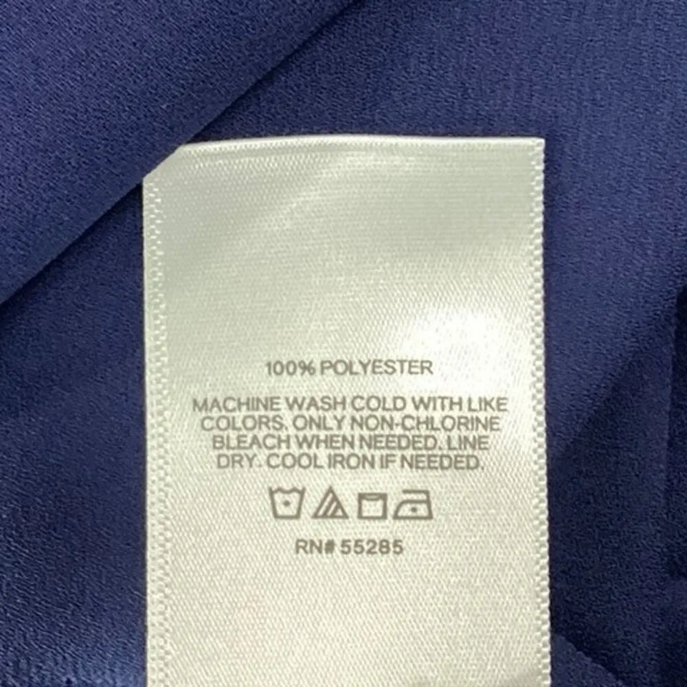 Express Navy Blue White Polka Dots Turtleneck Sleeveless Ruffle Tiered Dress M - Image 5