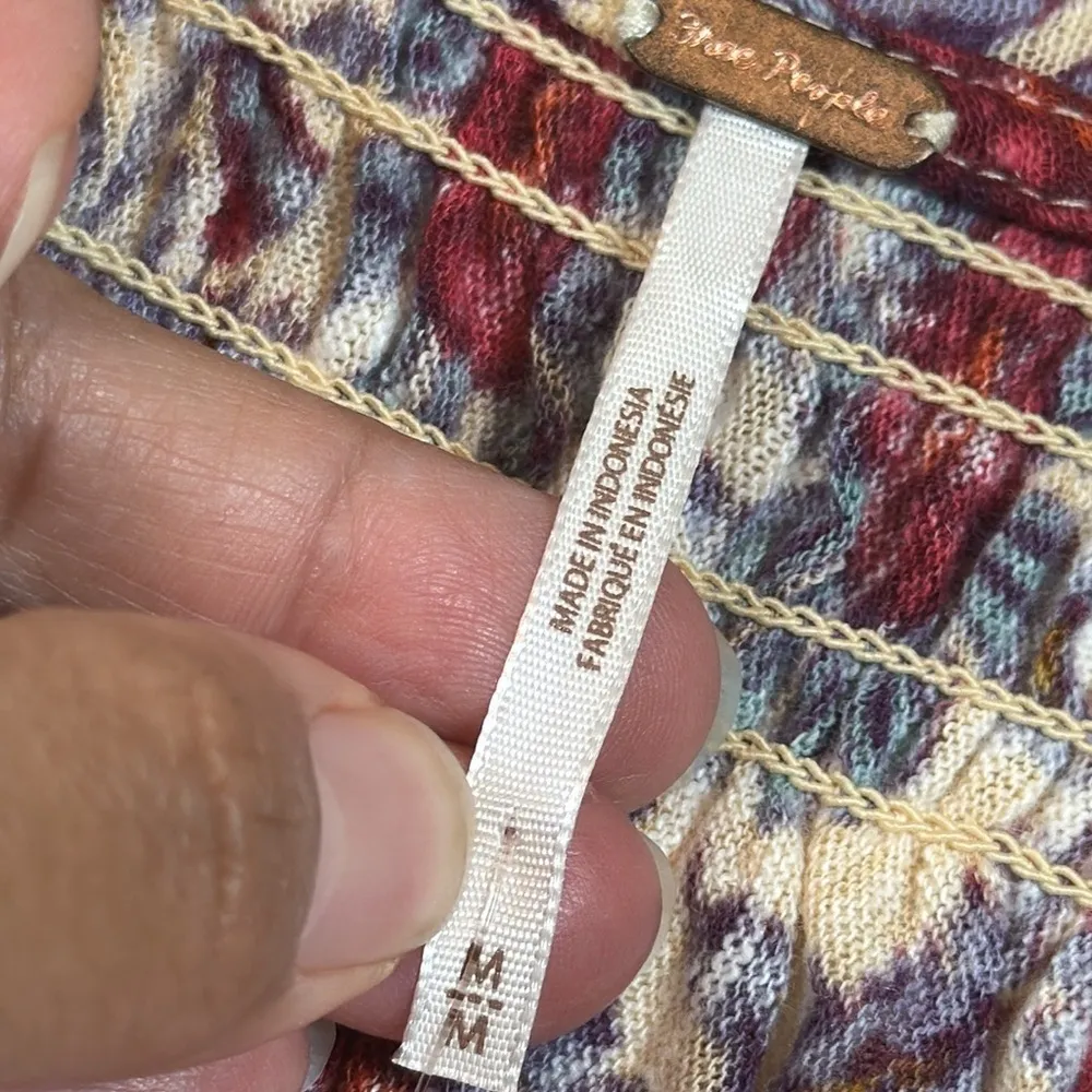 Free People Printed Ruffled Ruched Floral Crop Top Blouse Size Med NWT #1064-OAK - Image 8