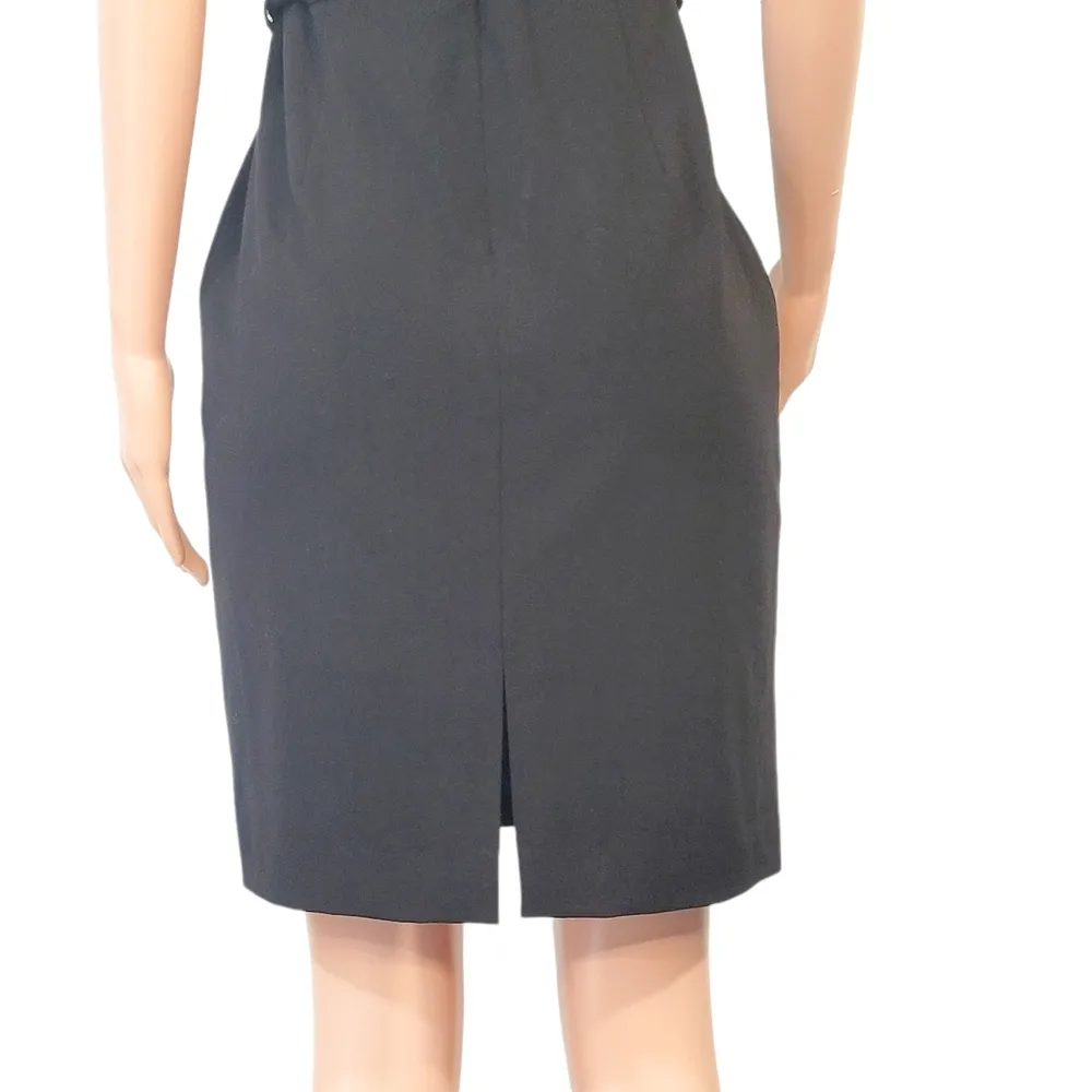 Calvin Klein Little Black Cap Sleeve Scoop Cowl Neck Belted Lined Dress Sz 6 - Image 9