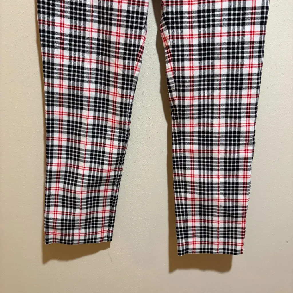 J McLaughlin Yara Pant Winthrop Plaid Cream Black Red White Size 6 - Image 9