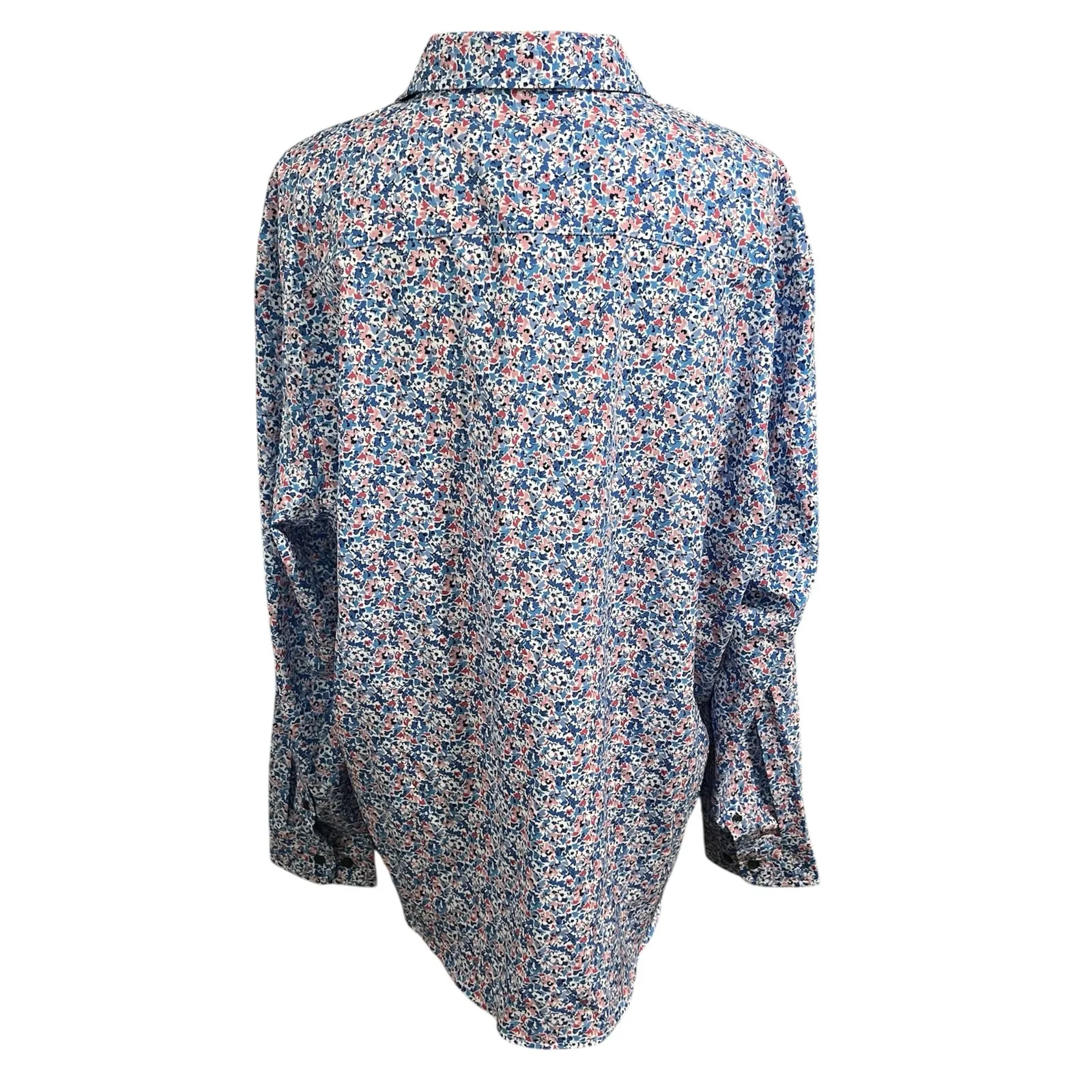 Jos A Bank Traveler Women's NEW Blue White Floral Long Sleeve Button Down Sz XL - Image 3