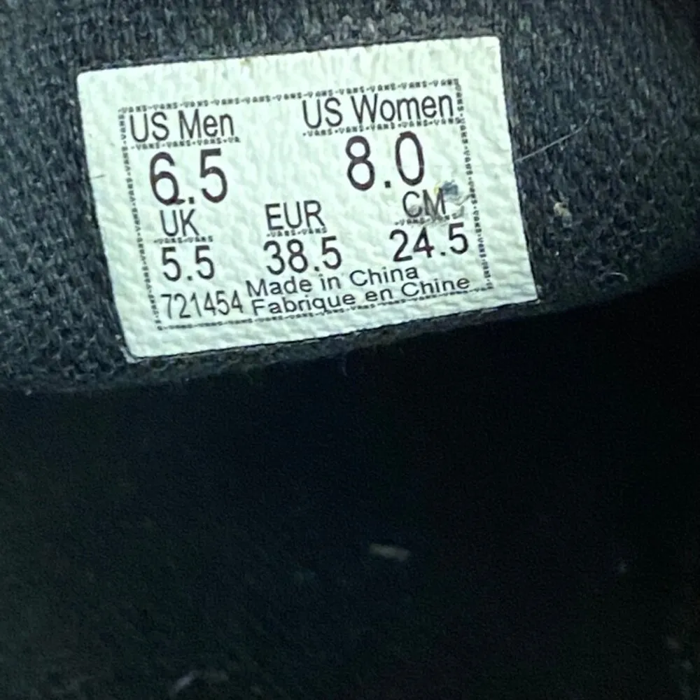 Vans Classic Leather and Canvas Slip On Black Gray Checker Sneakers Size 8.5 - Image 6