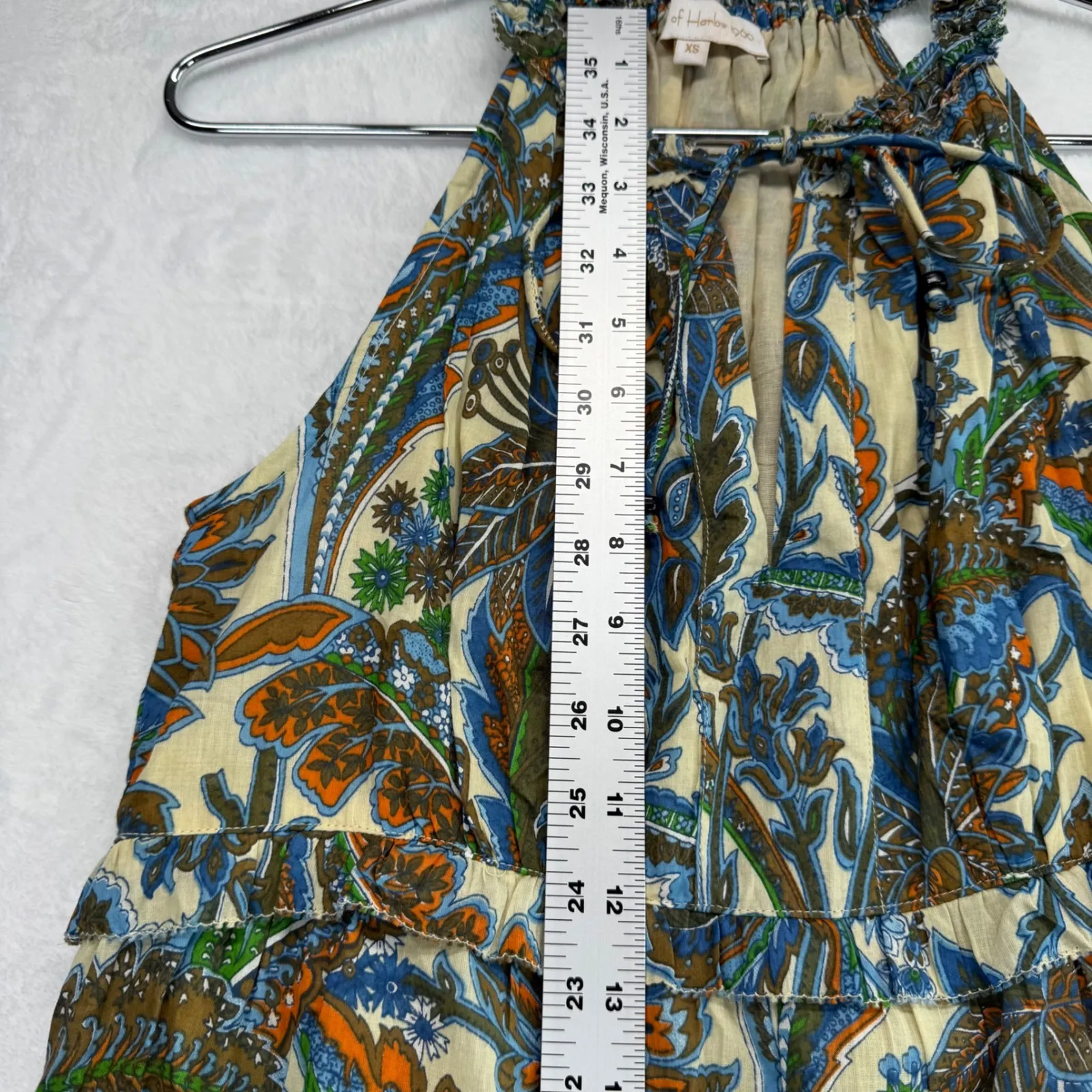 House Of Harlow 1960 Maxi Dress Floral Print Halter Neck‎ Tiered XS Blue - Image 3