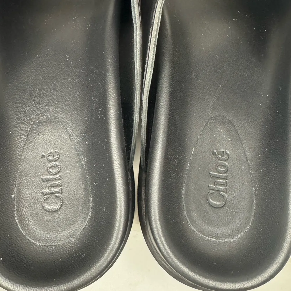 Chloe Nil Double-Strap Cowhide Mules In Black Color Size 40W. - Image 11