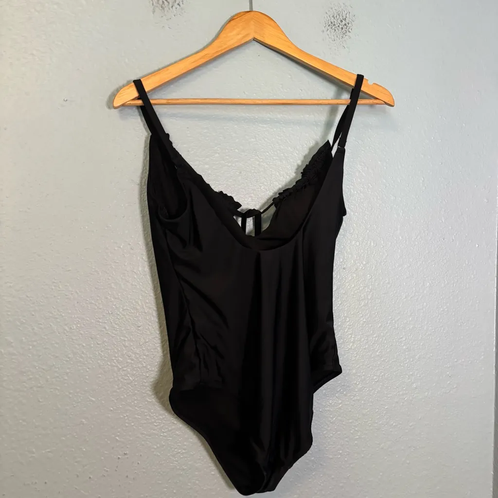 Aerie Black Full Coverage One-Piece Swimsuit Keyhole Neck‎ - Image 6