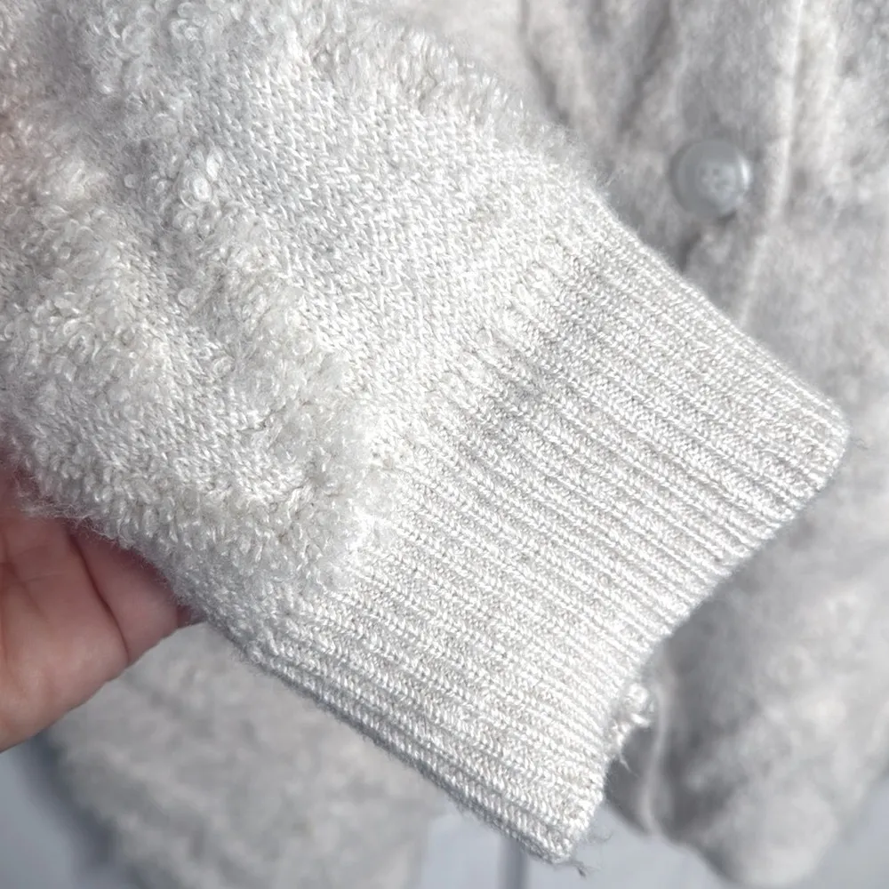 Anthropologie Flat White Knit Button-front Sweater Coat Jacket W1167 Sz M - Image 7