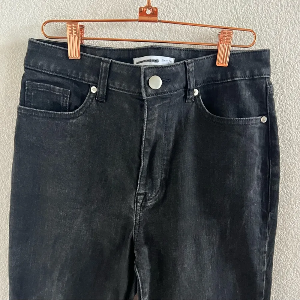 Elizabeth and James High Rise Flare Black Denim Jeans Stretch 6 / 28 - Image 3