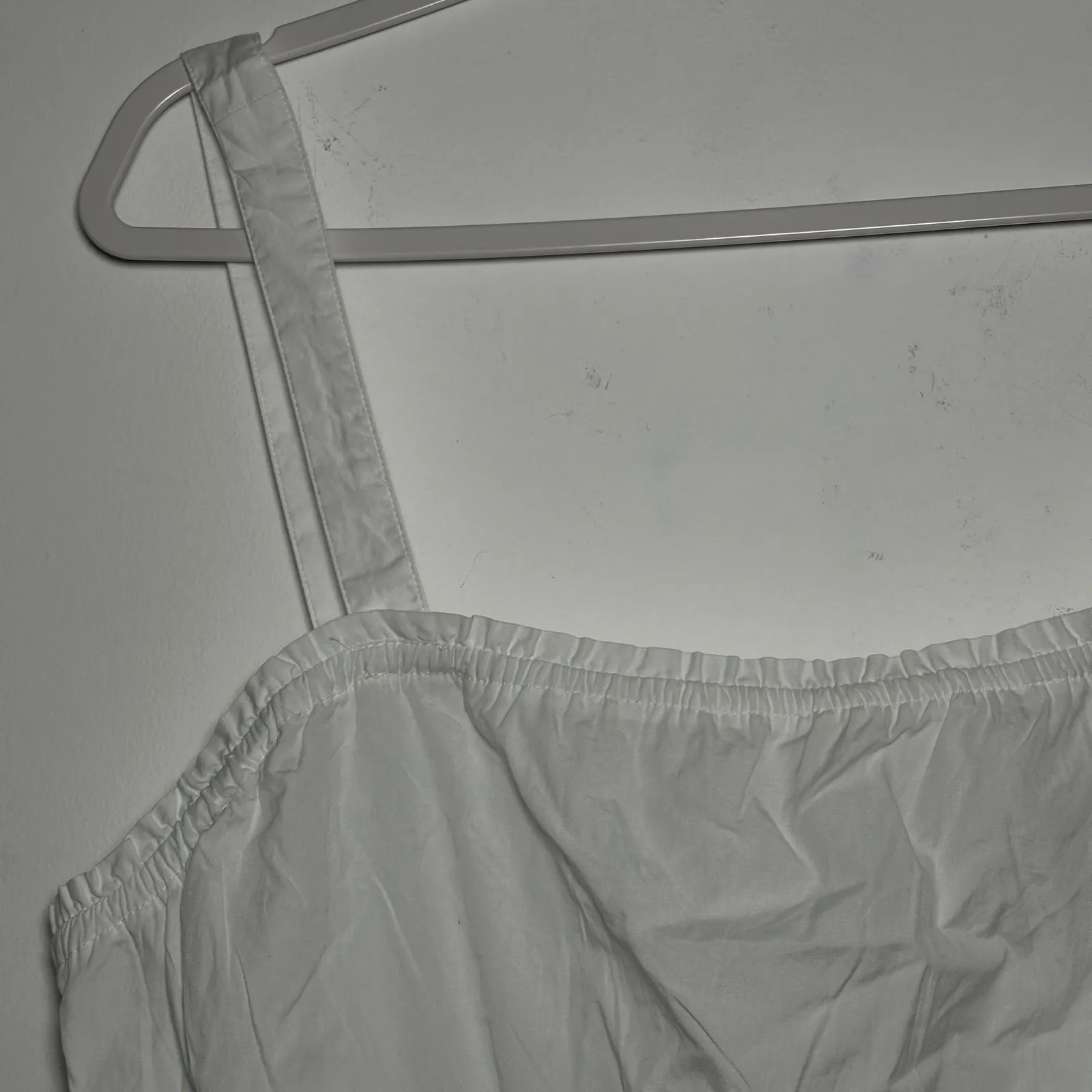 Madewell White Cotton Square Neck Smocked Boho Peplum Tank Top Women's XXL - Image 9