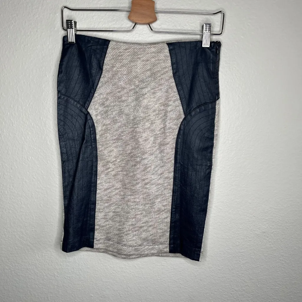 Anthropologie Love & Liberty Lamb Leather Paneled Knit Pencil Skirt Small petite - Image 2