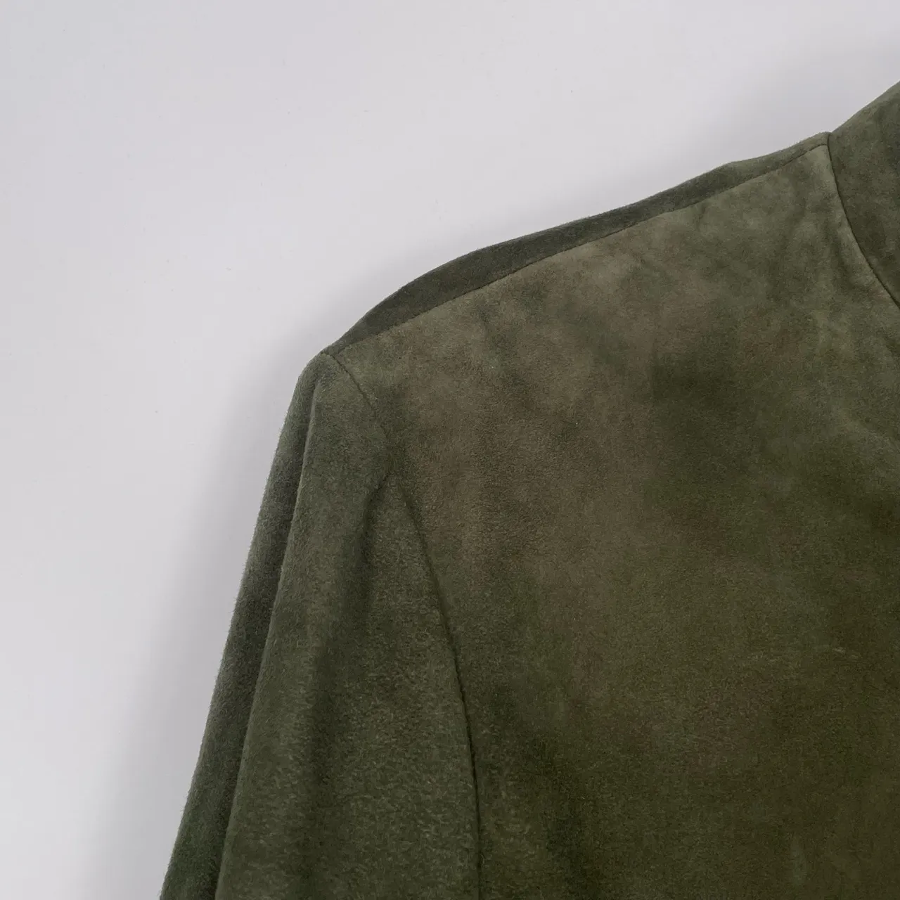 ECCOCI Women's Olive Green Suede Stand Collar Vintage‎ Outerwear Jacket Size 8 - Image 8