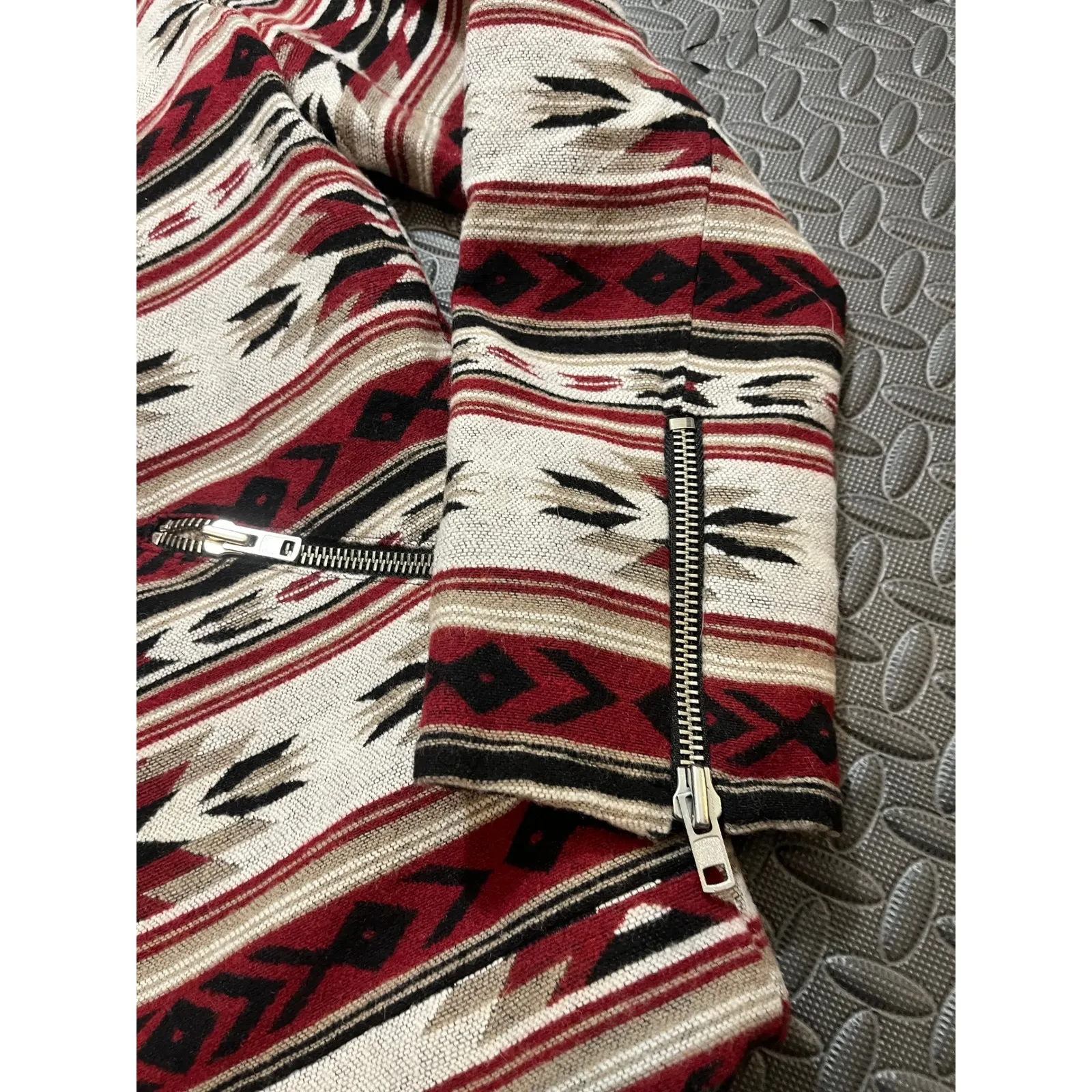 Wool Navajo Aztec Tribal Print Moto Jacket W's Large Southwest Print Forever 21 - Image 4