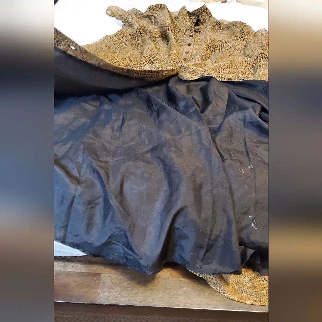 Vintage ROBBIE BEE 100% Silk   Brown Button-Up Maxi Dress SIZE:14WP ANIMAL PRINT - Image 10