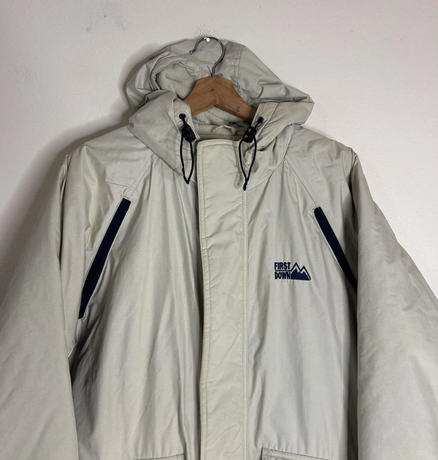 First Down Jacket Mens Medium Gray Hooded Parka Sixty - Image 2