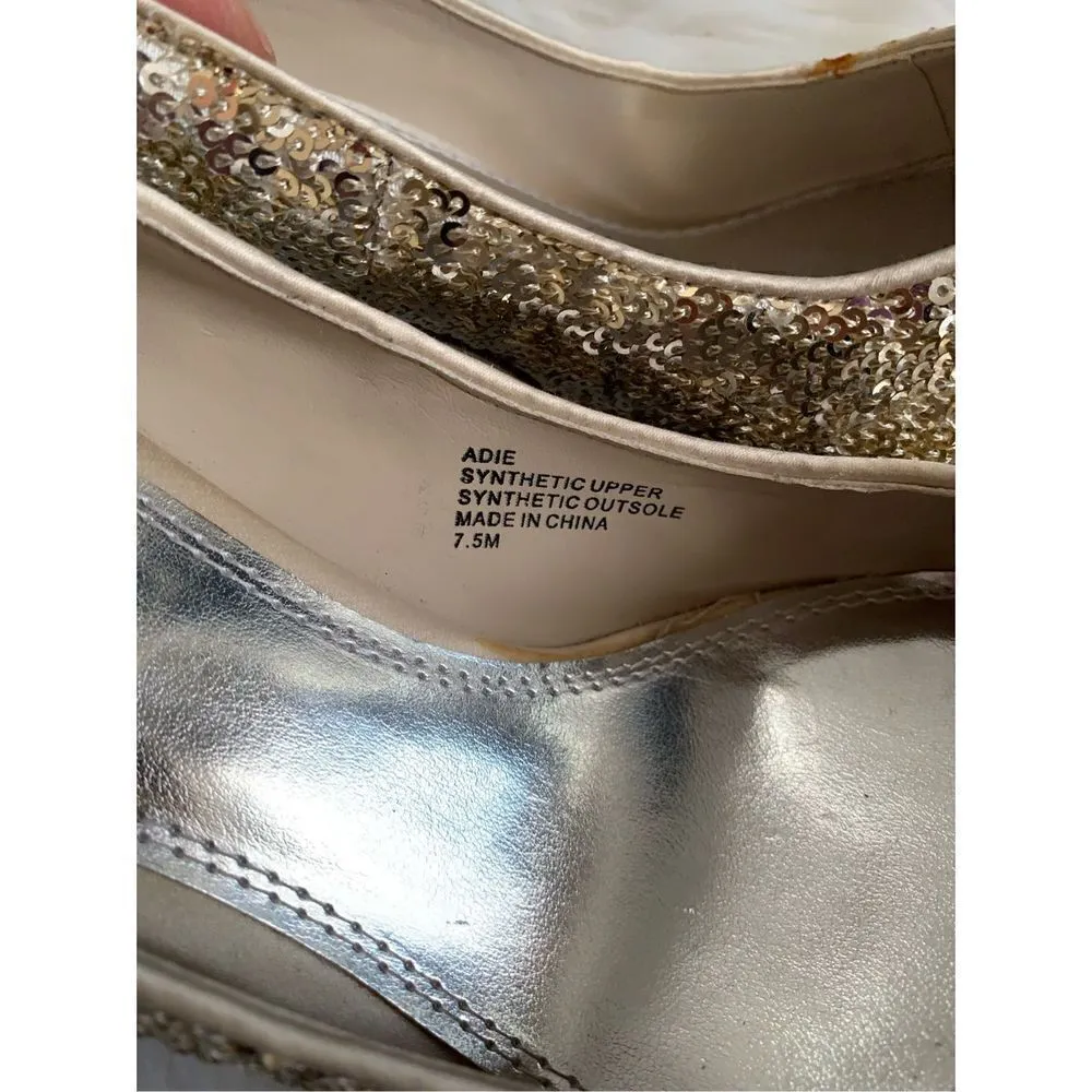 White House black market sparkly heels size 7.5 gold - Image 5