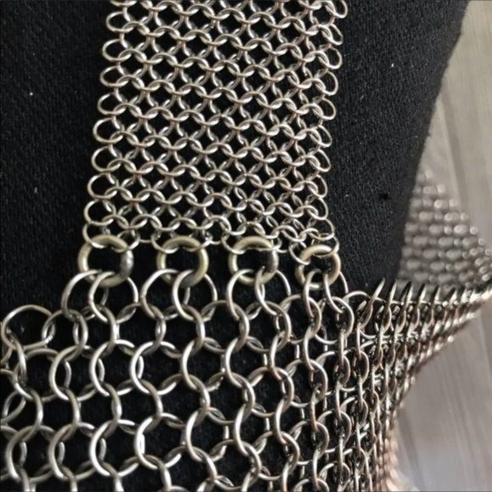 Elaine unziker metal Chainmail tank top cosplay soldered rings medieval larping Silver Size M - Image 6