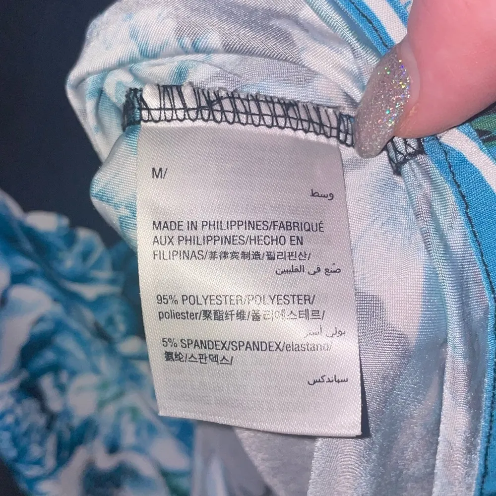 INC International Concepts Off The Shoulders Floral Top Women Medium Boho Flowy Blue - Image 7