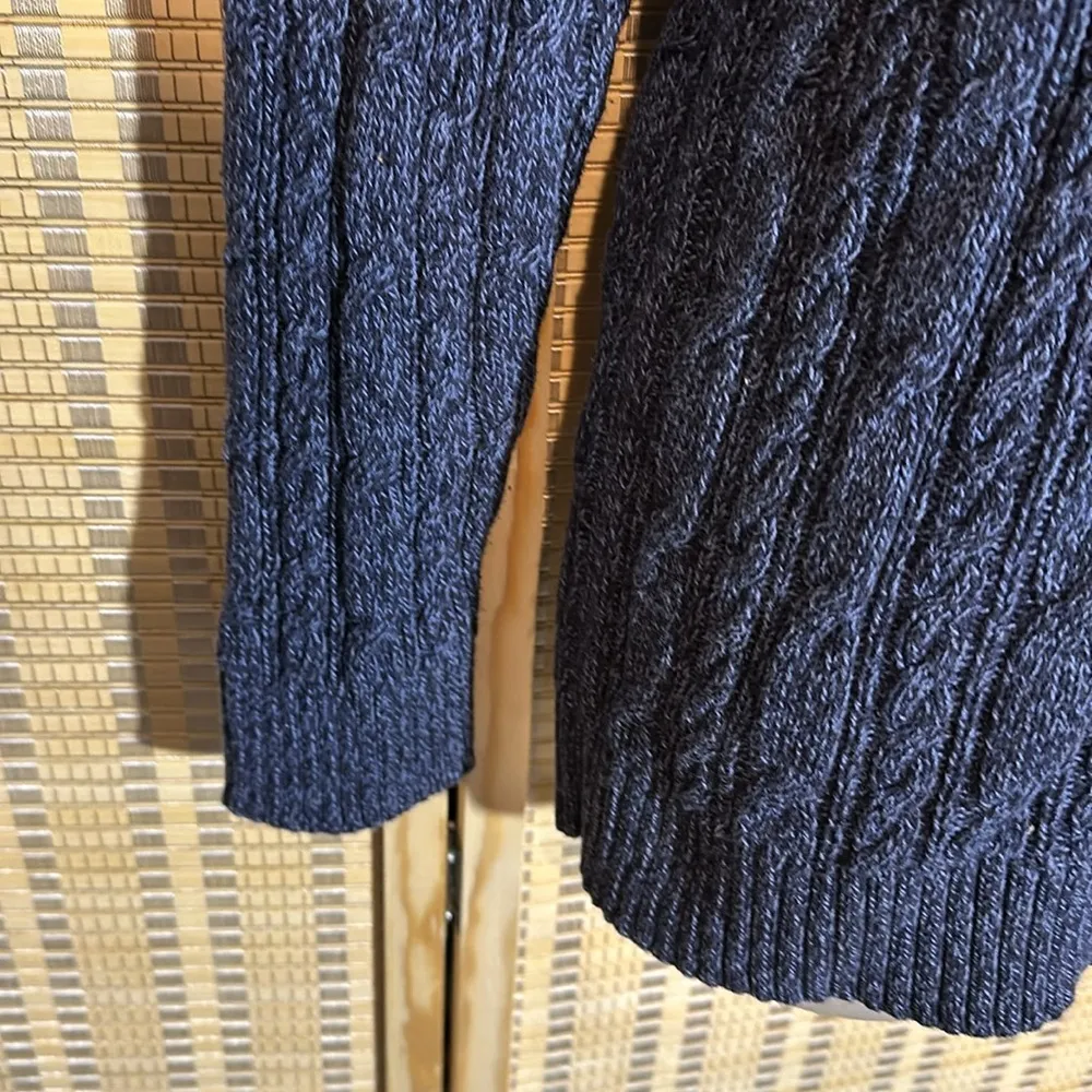 Croft & Barrow Vintage Y2K Marbled Blue Cable Knit Vneck Cotton Sweater Large - Image 9