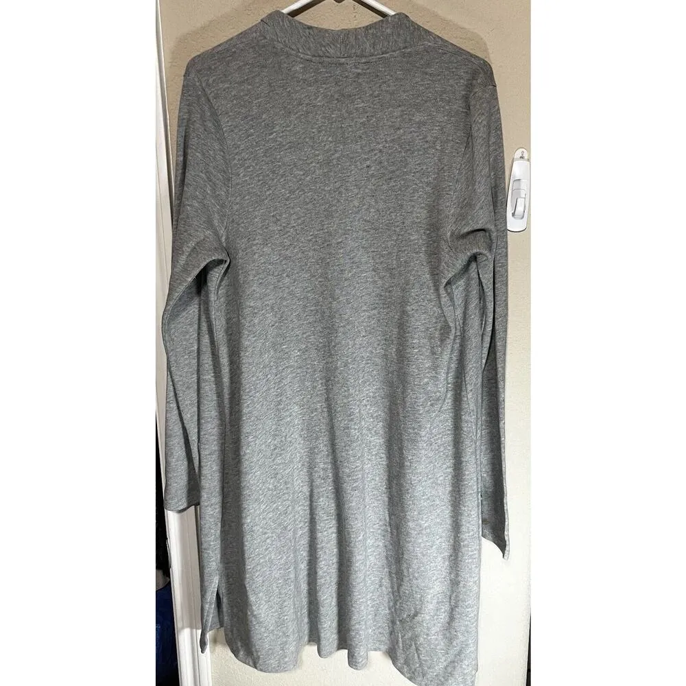 PURE J. JILL CARDIGAN Gray LONG OVERSIZE DUSTER SWEATER Cotton Pockets Sz S - Image 7